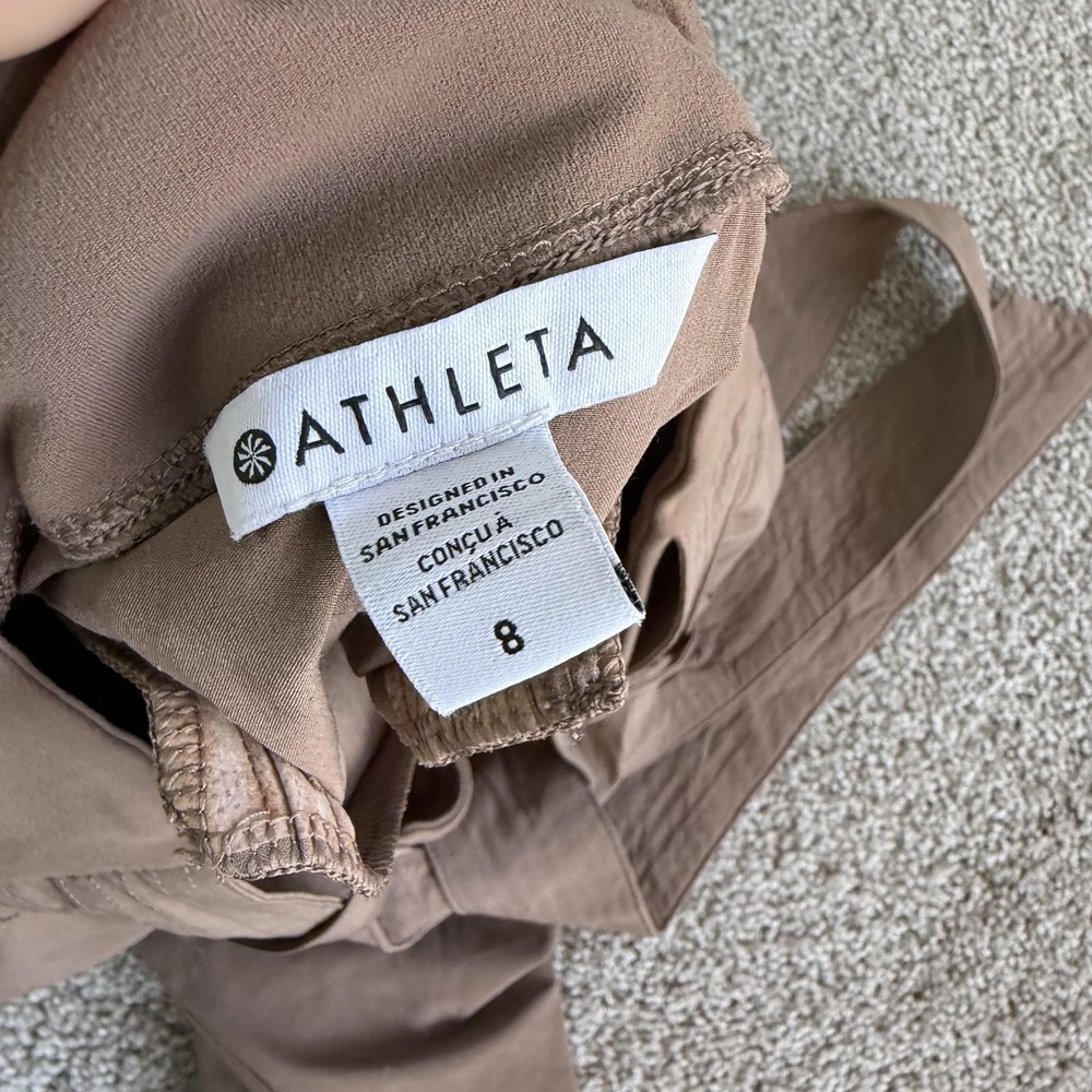 Athleta Cardiff Pant Womens 8 Brown Ankle Tapered Belted Travel Workwear - Picture 4 of 12
